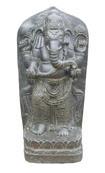 Product image 1 of the product “Relief standing Ganesha , 70cm Height | Cast stone, handcrafted & coloured ”